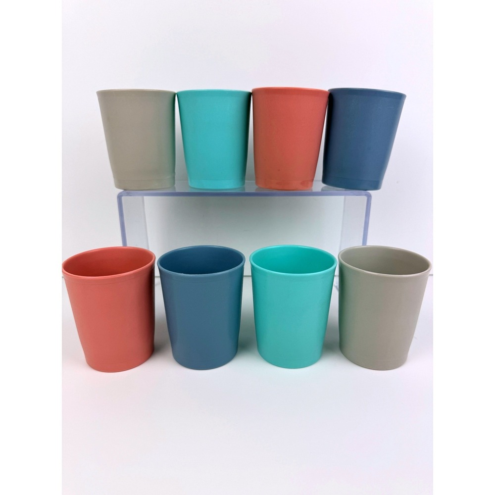 Tupperware Vintage Tumblers Set of 8 Matte Earth Tones1251-35 - BK